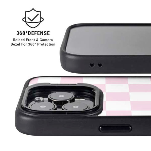 Pink and White Checkerboard iPhone 14 Pro Kickstand Case
