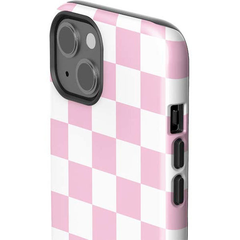 Pink and White Checkerboard iPhone 15 Impact Case