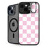 Pink and White Checkerboard iPhone 15 Plus Kickstand Case