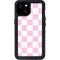 Pink and White Checkerboard iPhone 15 Plus Waterproof Case