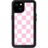 Pink and White Checkerboard iPhone 15 Plus Waterproof Case
