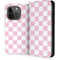 Pink and White Checkerboard iPhone 15 Pro Folio Case