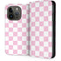 Pink and White Checkerboard iPhone 15 Pro Folio Case