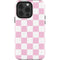 Pink and White Checkerboard iPhone 15 Pro Impact Case