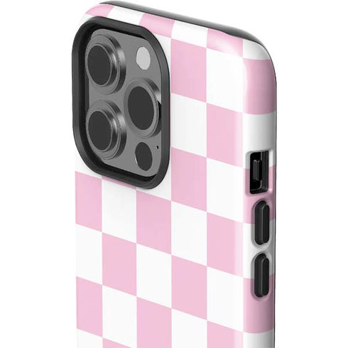Pink and White Checkerboard iPhone 15 Pro Impact Case