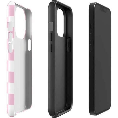 Pink and White Checkerboard iPhone 15 Pro Impact Case