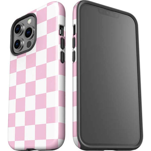 Pink and White Checkerboard iPhone 15 Pro Impact Case