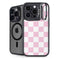 Pink and White Checkerboard iPhone 15 Pro Kickstand Case