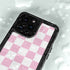 Pink and White Checkerboard iPhone 15 Pro Waterproof Case