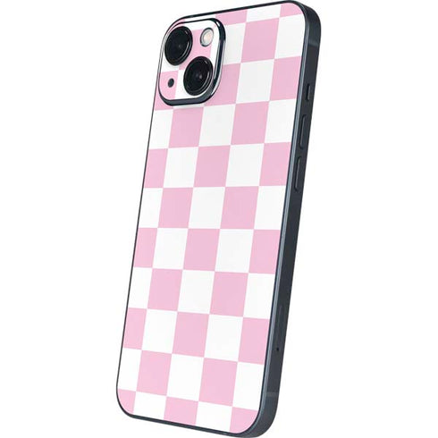 Pink and White Checkerboard iPhone 15 Skin