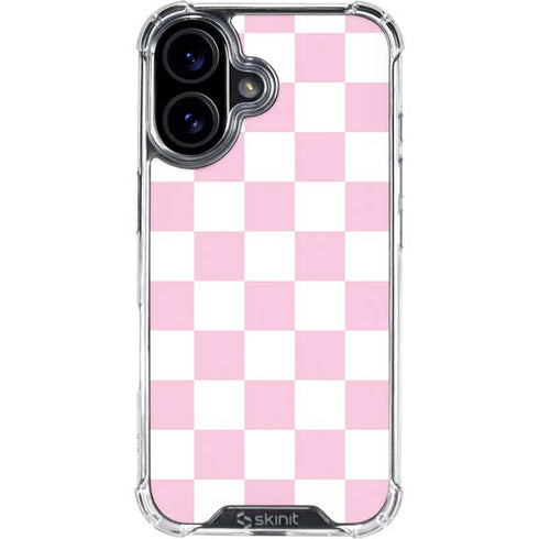Pink and White Checkerboard iPhone 16 Clear Case
