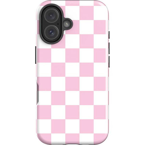 Pink and White Checkerboard iPhone 16 Impact Case