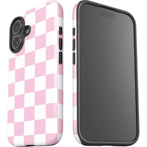 Pink and White Checkerboard iPhone 16 Impact Case