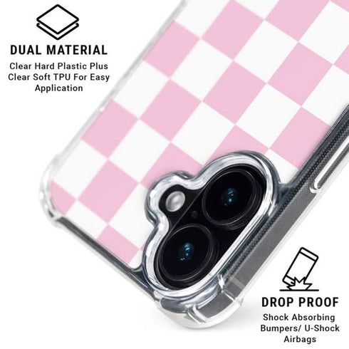 Pink and White Checkerboard iPhone 16 MagSafe Case