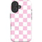 Pink and White Checkerboard iPhone 16 Magsafe Impact Case