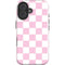 Pink and White Checkerboard iPhone 16 Plus Impact Case