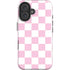 Pink and White Checkerboard iPhone 16 Plus Impact Case