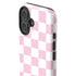 Pink and White Checkerboard iPhone 16 Plus Impact Case
