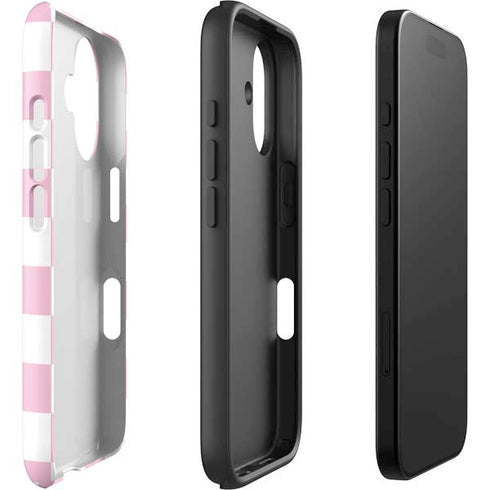 Pink and White Checkerboard iPhone 16 Plus Impact Case