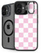Pink and White Checkerboard iPhone 16 Plus Kickstand Case