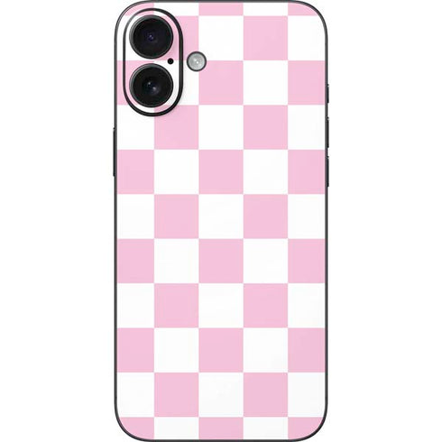 Pink and White Checkerboard iPhone 16 Plus Skin
