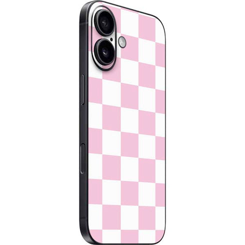 Pink and White Checkerboard iPhone 16 Plus Skin