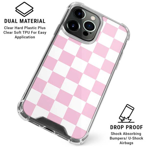Pink and White Checkerboard iPhone 16 Pro Clear Case