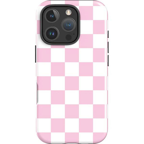 Pink and White Checkerboard iPhone 16 Pro Impact Case