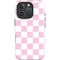 Pink and White Checkerboard iPhone 16 Pro Impact Case