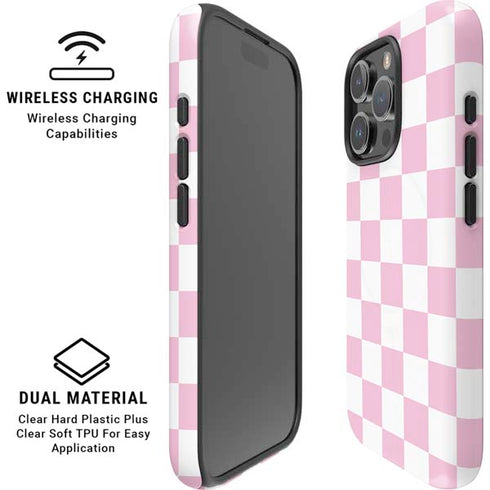 Pink and White Checkerboard iPhone 16 Pro Magsafe Impact Case