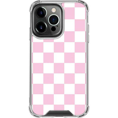 Pink and White Checkerboard iPhone 16 Pro Max Clear Case