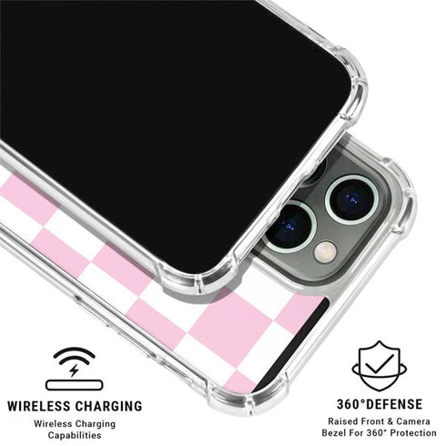 Pink and White Checkerboard iPhone 16 Pro Max Clear Case