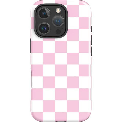 Pink and White Checkerboard iPhone 16 Pro Max Impact Case