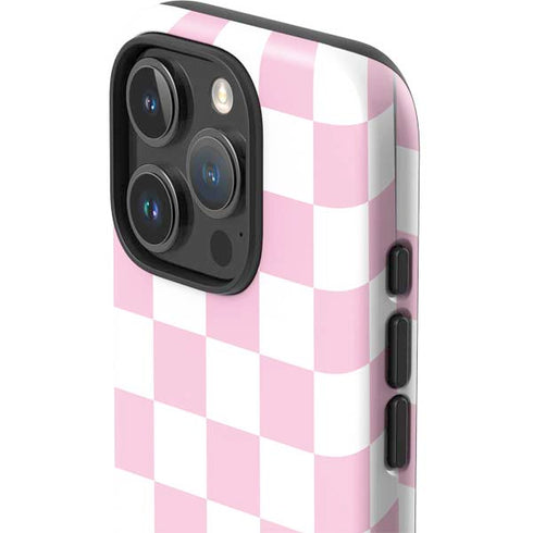 Pink and White Checkerboard iPhone 16 Pro Max Impact Case
