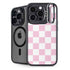 Pink and White Checkerboard iPhone 16 Pro Max Kickstand Case