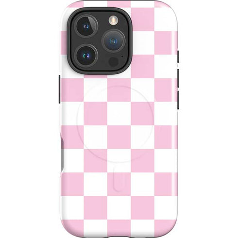 Pink and White Checkerboard iPhone 16 Pro Max Magsafe Impact Case