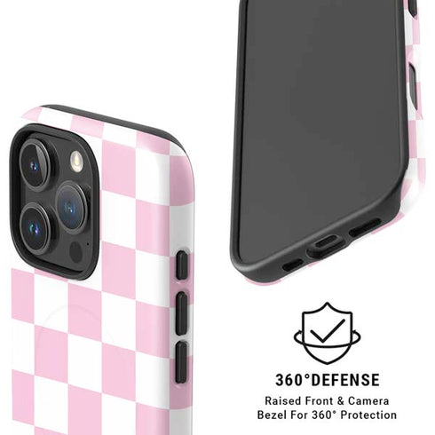 Pink and White Checkerboard iPhone 16 Pro Max Magsafe Impact Case