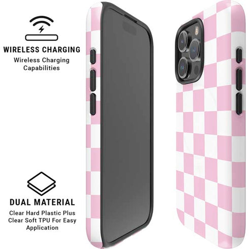 Pink and White Checkerboard iPhone 16 Pro Max Magsafe Impact Case
