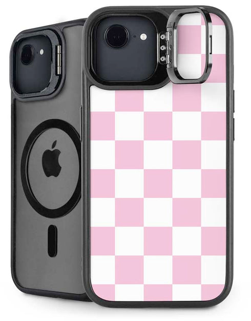 Pink and White Checkerboard iPhone 16e Kickstand Case
