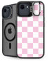 Pink and White Checkerboard iPhone 16e Kickstand Case