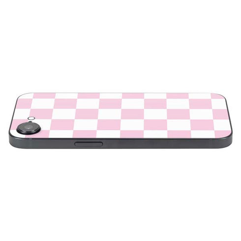 Pink and White Checkerboard iPhone 16e Skin
