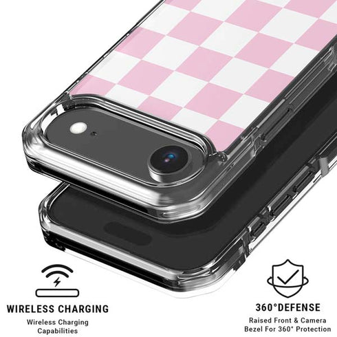 Pink and White Checkerboard iPhone 17 Air Clear Case