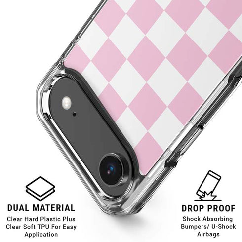 Pink and White Checkerboard iPhone 17 Air Clear Case