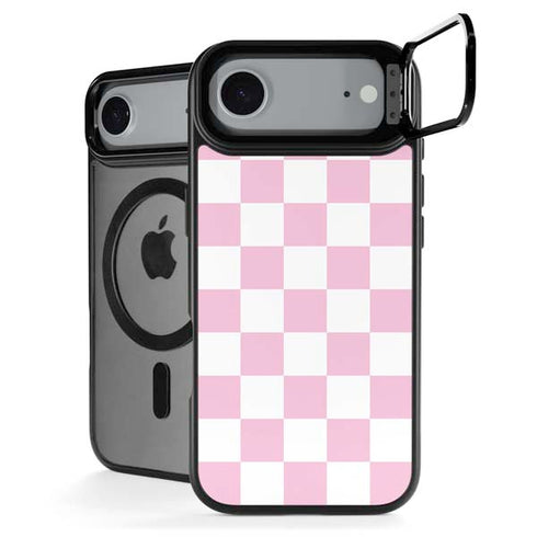 Pink and White Checkerboard iPhone 17 Air Kickstand Case