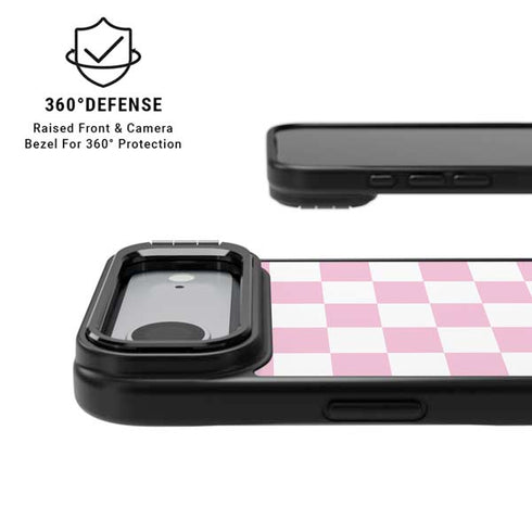 Pink and White Checkerboard iPhone 17 Air Kickstand Case