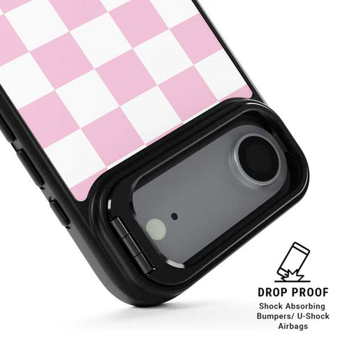 Pink and White Checkerboard iPhone 17 Air Kickstand Case