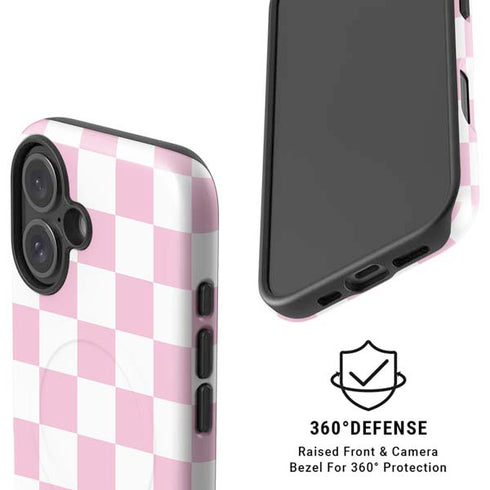Pink and White Checkerboard iPhone 17 Magsafe Impact Case