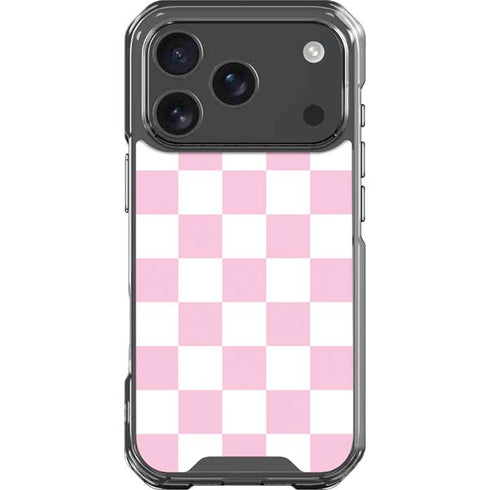 Pink and White Checkerboard iPhone 17 Pro Clear Case
