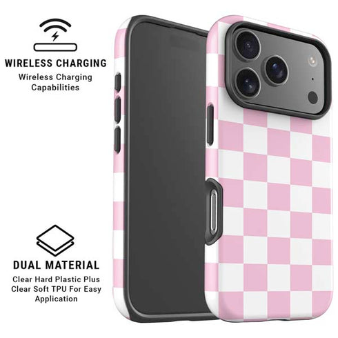 Pink and White Checkerboard iPhone 17 Pro Magsafe Impact Case