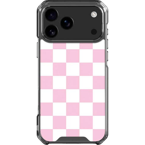 Pink and White Checkerboard iPhone 17 Pro Max Clear Case